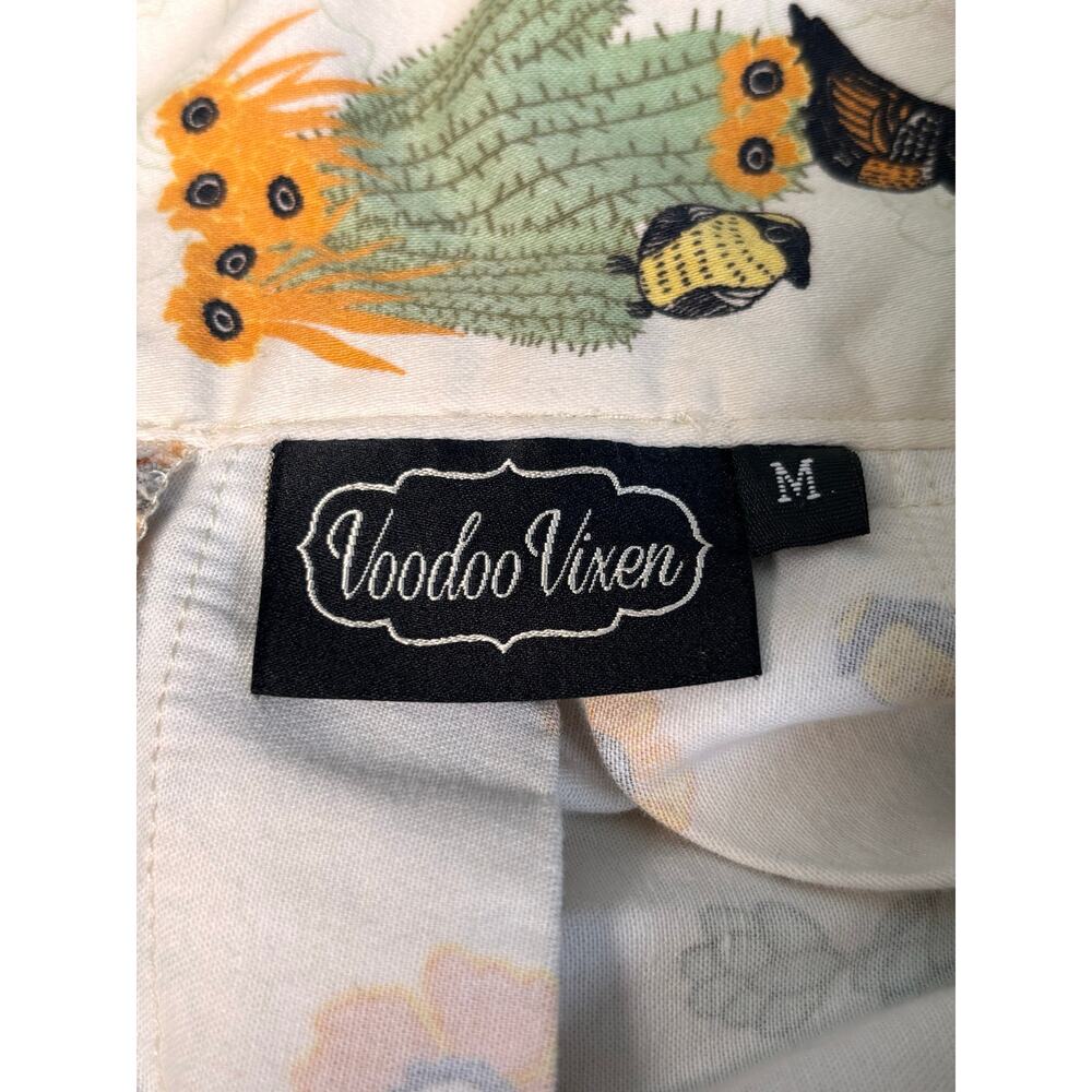 Voodoo Vixen Cactus Bird Print Flowing Midi Skirt Retro Rockabilly Pinup - Picture 6 of 9